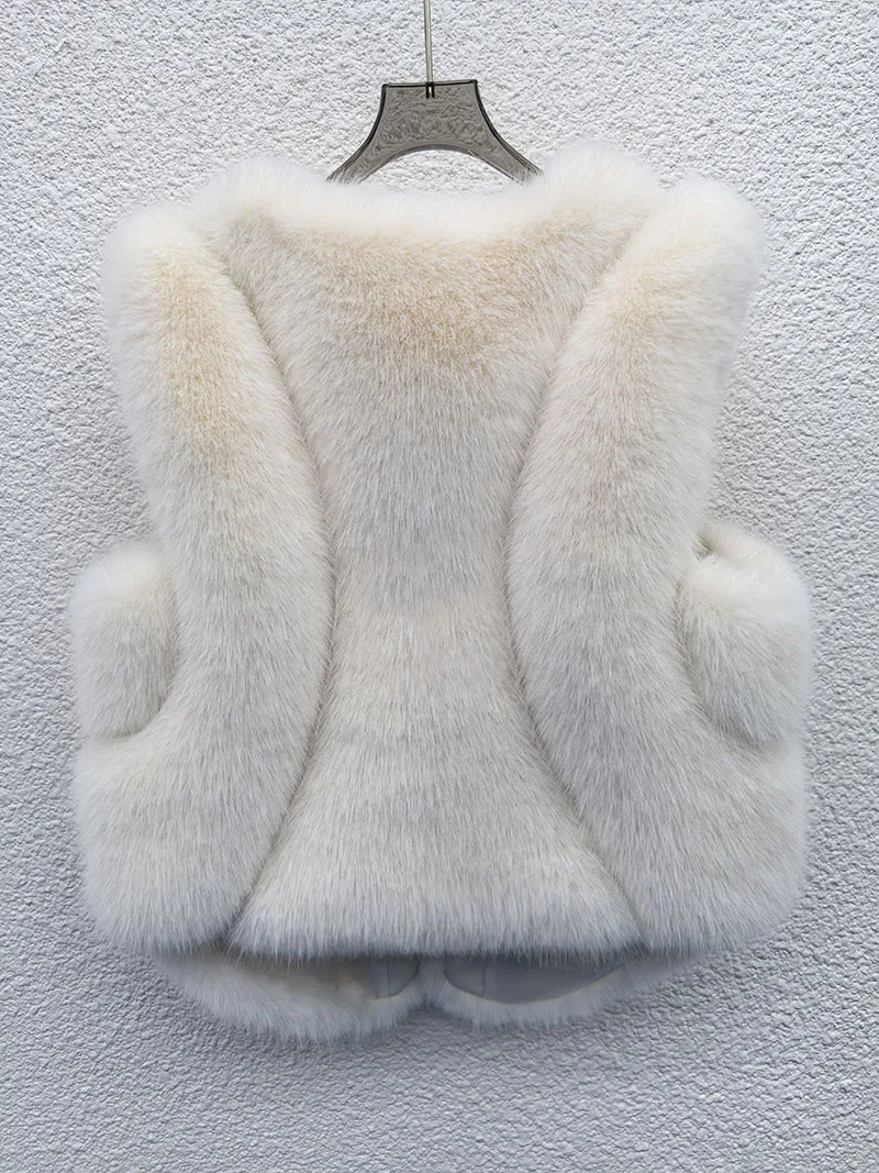 Item Number 0120 Womens Vest New Female Waistcoat Faux Fox Fur Overcoat Winter Jackets  Thickened Warm Sleeveless Outwear Top