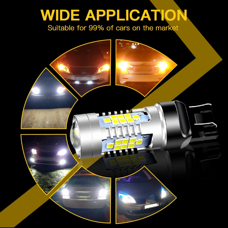 2PCS T20 7443 LED Turn Signal Light 7440 W21W Blub for Jeep Cherokee KL/Compass/Grand Cherokee 4/Wrangler 4 JL/Grand Cherokee