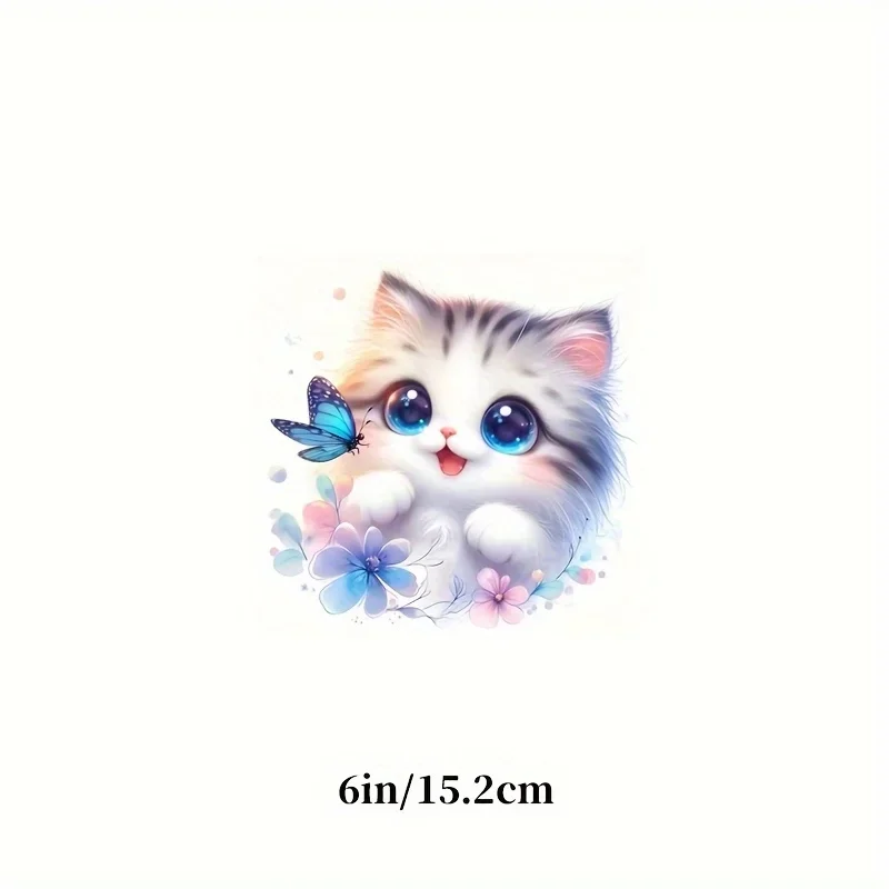 1 шт. виниловая наклейка с милым котенком и бабочкой-съемная самоклеящаяся наклейка для ноутбуков, автомобилей, скейтбордов |   Подарок любовнику кошек и природы