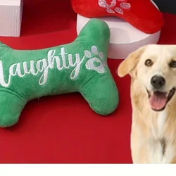 1pc Festive Christmas Bone Toy, Plush Sound-Activated Pet Dog Entertainment, Durable Scratch-Resistant Plaything