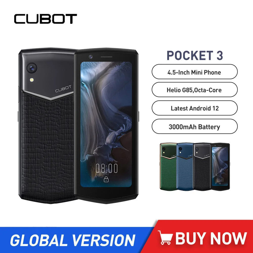 Cubot Pocket 3 Mini Smartphone 4.5Inch Helio G85 Octa-Core 4GB+64GB 20MP Camera Dual SIM Small Mobile Phone 3000mAh Battery NFC