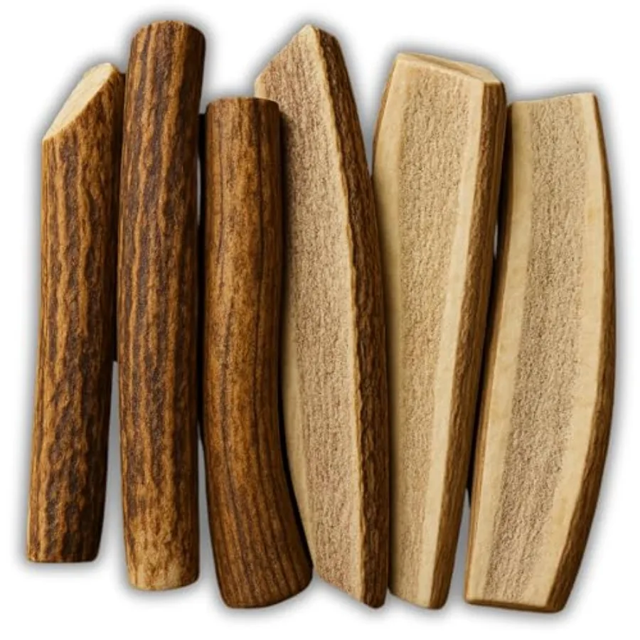

Premium Split Elk and Red Deer Antlers for Dogs 6 Pack Naturally Shed Elk Antler Chews with Exposed Marrow Safe and Mess-Free f