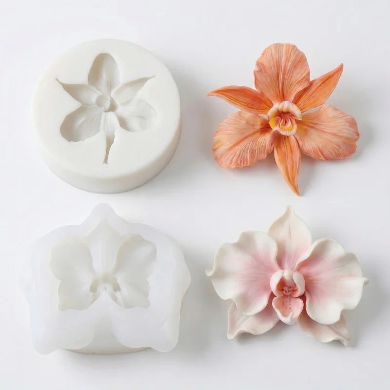 2Orchid Silikonformen-Set, geeignet für Duftkerzen und Blumendekorationen, flexible und leicht zu entformende Blütenblattform, mit realistischen Details.