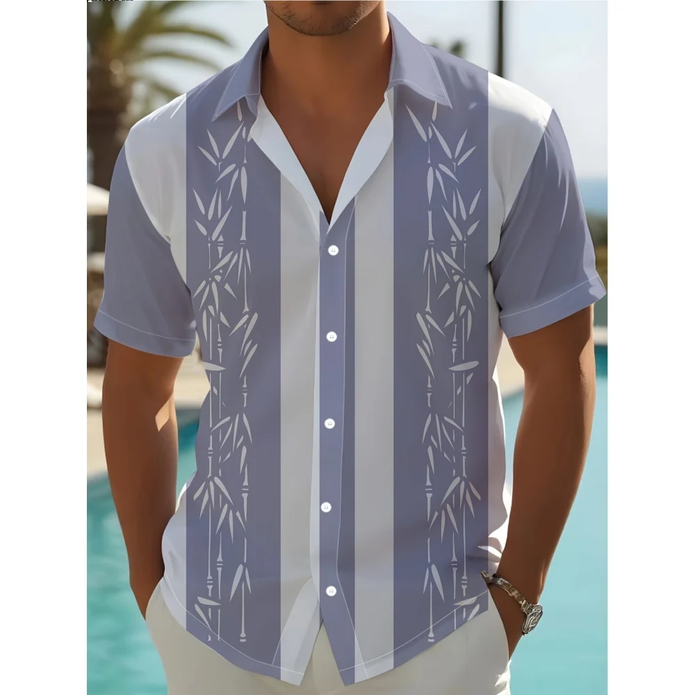 

Men's Summer Hawaiian Tropical Leisure Flower Art Digital Printing Men's Single Breasted Short Sleeved Shirt Oversized Clothes