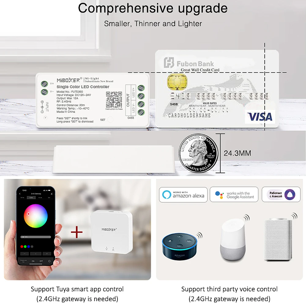 Miboxer FUT035S FUT036S FUT037S FUT038S FUT039S 2.4GHz LED Controller Dimmer For Single/Dual color RGB RGBW RGB+CCT Strip Light