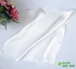 Woman Silk Handkerchief 33*33CM Pocket Square Hankie 16m/m White