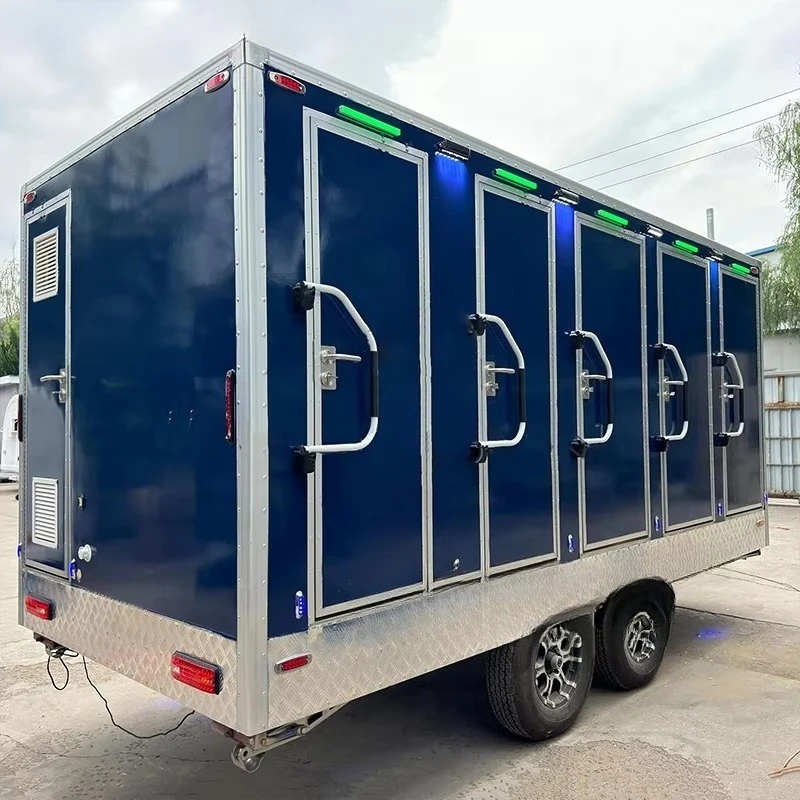 Customized Mobile 2 Axle Portable Travel Shower Toilets Mobile Plastic Luxury Toilets Washroom Trailer