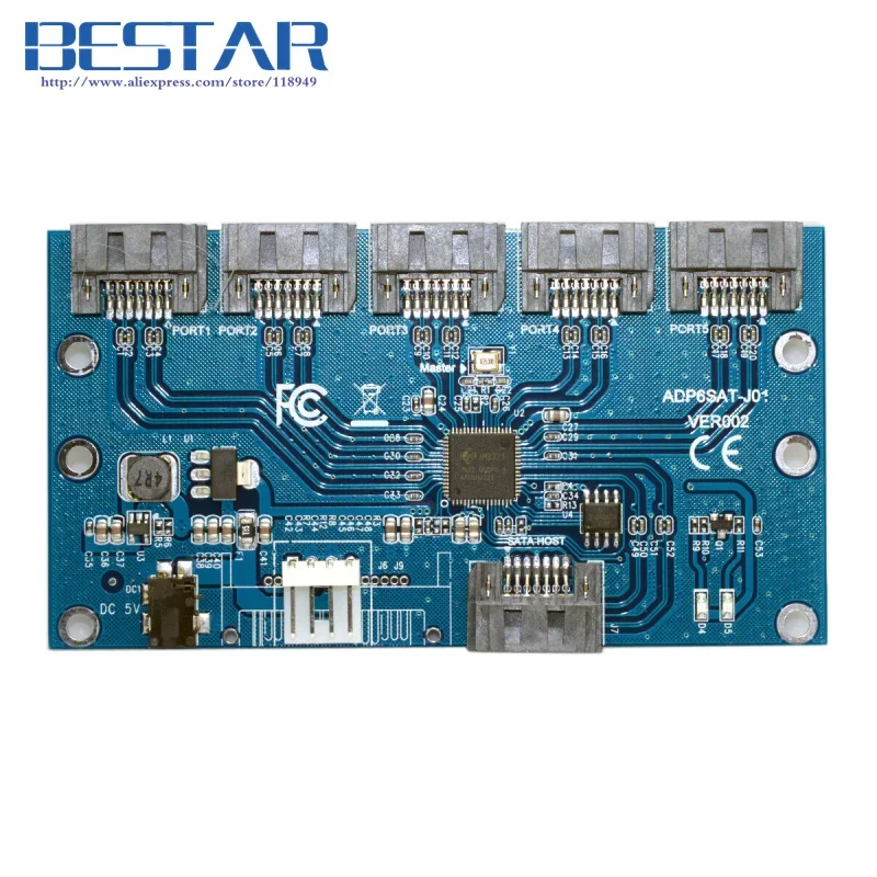 SATA 1 إلى 5 Hub PM راوتر ميناء مضاعف الناهض بطاقة الفاصل تخزين محول شرائح JMB321
