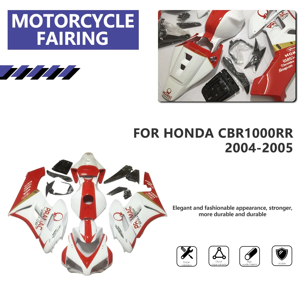 

Motorcycle ABS Full Fairings Kit Body Set Fit For Honda CBR1000RR CBR1000 2004 2005 Red White