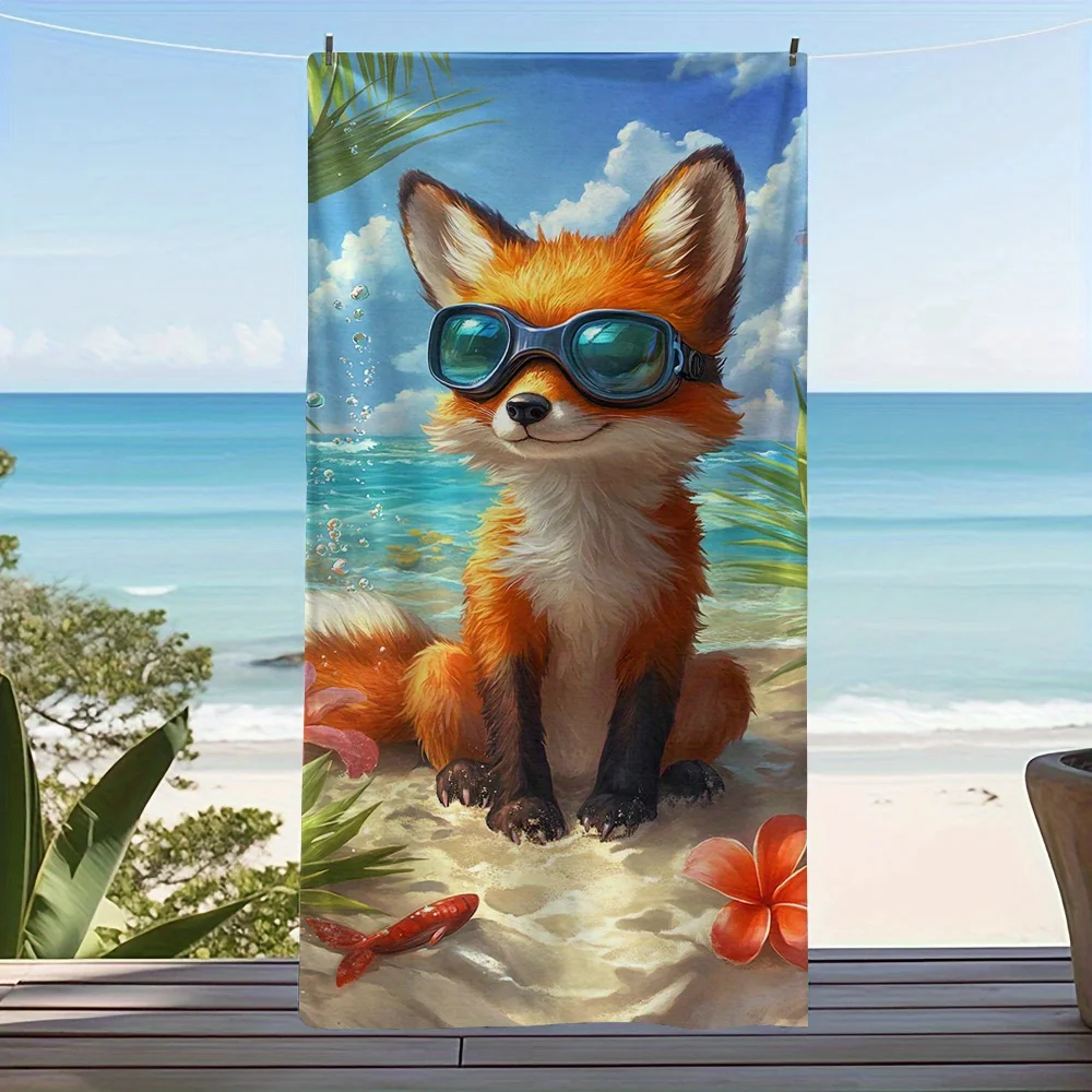 

JIT Beach Fox Goggles Пляжное полотенце с узором 2D плоский принт игривый домашний декор пляжное банное полотенце для бассейна очаровательное яркое мягкое впитывающее