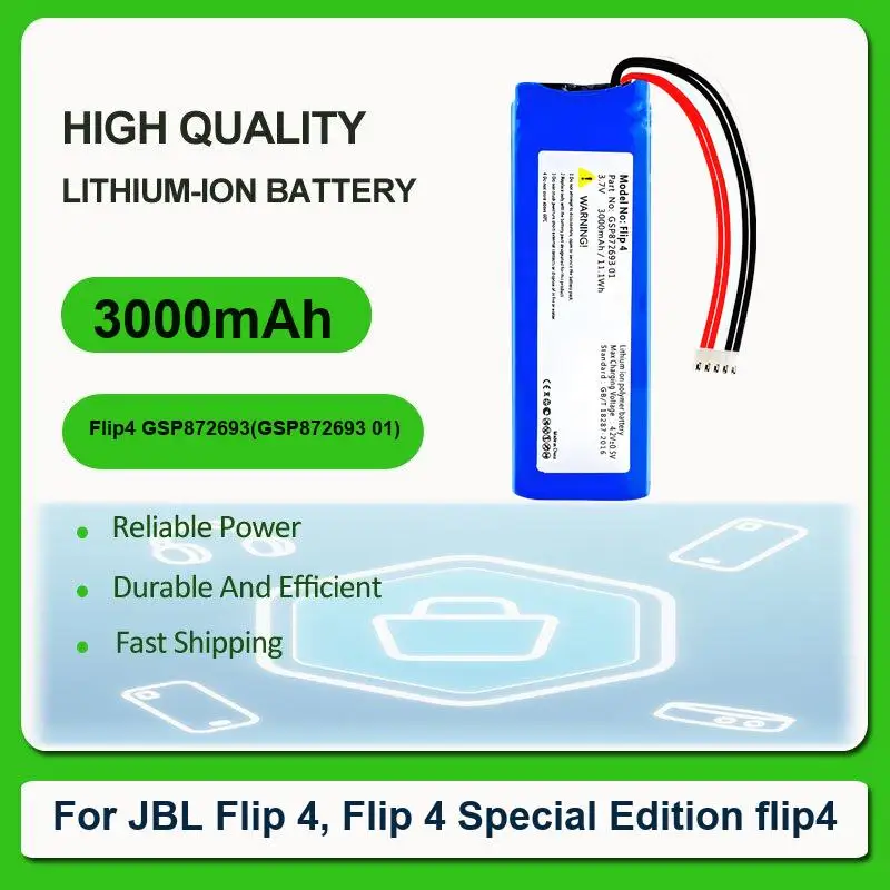 Battery For JBL Flip 3 JBLFLIP3GRAY 4, 4 Special Edition flip4 Xtreme 1 Speaker Charge 2016 Version 2 Plus 2015 GSP1029102R view 2
