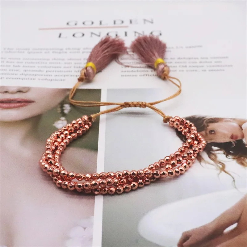 ZHONGVI Hematite Stone Bracelets For Women Jewelry Multilayer Beaded Pulsera For Miyuki Adjustable Jewellery Tassel Bracelet