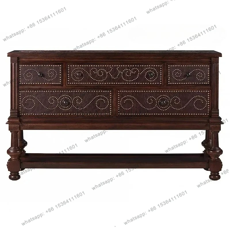 

American decorative cabinet French retro old living room porch cabinet marble living room chest cabinet