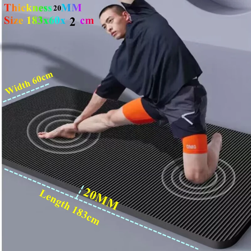 20 mm Yoga-Matte, rutschfest, 183 x 60 cm dick, Sport-Fitness-Matte, Komfortschaum, Yoga-Matte für Übungen, Yoga und Pilates, Gymnastikmatte