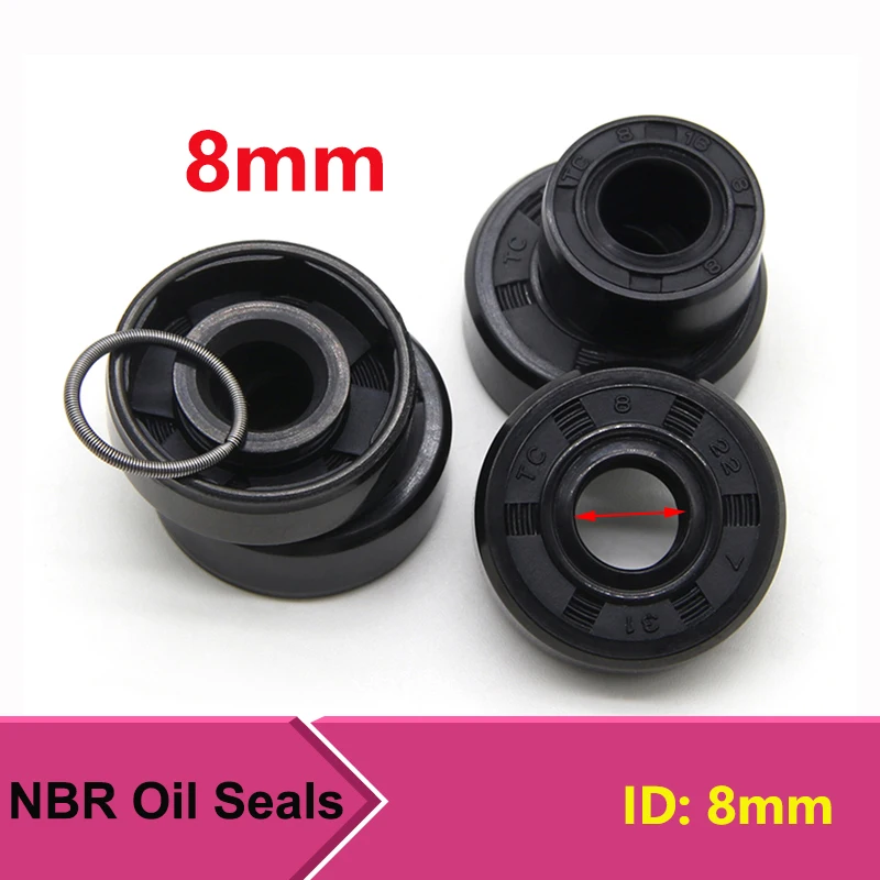 2/5/10pcs ID 8mm NBR Oil Seal TC-8*14/15/16/18/22*4/4.5/5/7/8mm Nitrile Rubber Shaft Double Lip Oil Seals Gasket