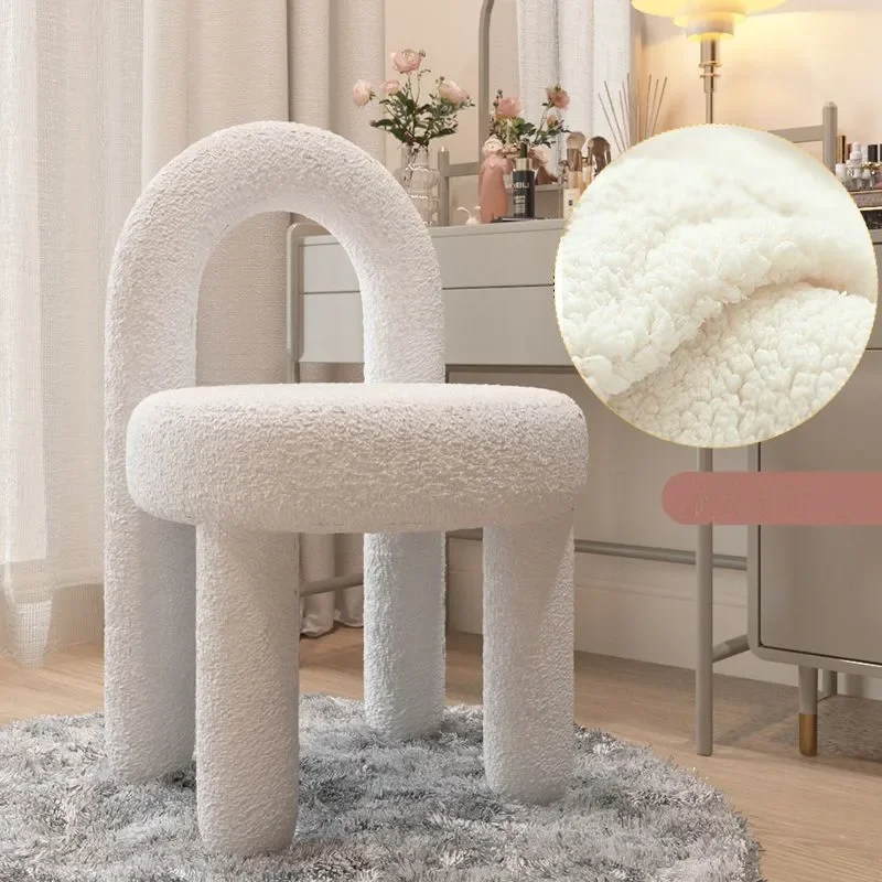 Nordic Cashmere Bedroom Makeup Chair Living Room Furniture Armchair Backrest Dining Chair Cosmetic Relaxing Leisure Chair