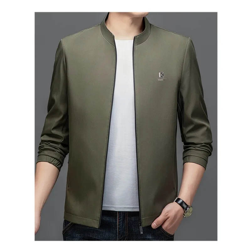 New Men's Spring Autumn Business Jacket Casual Stand Collar Coat Comfortable Versatile Men Clothing Windproof Anti Wrinkle Top