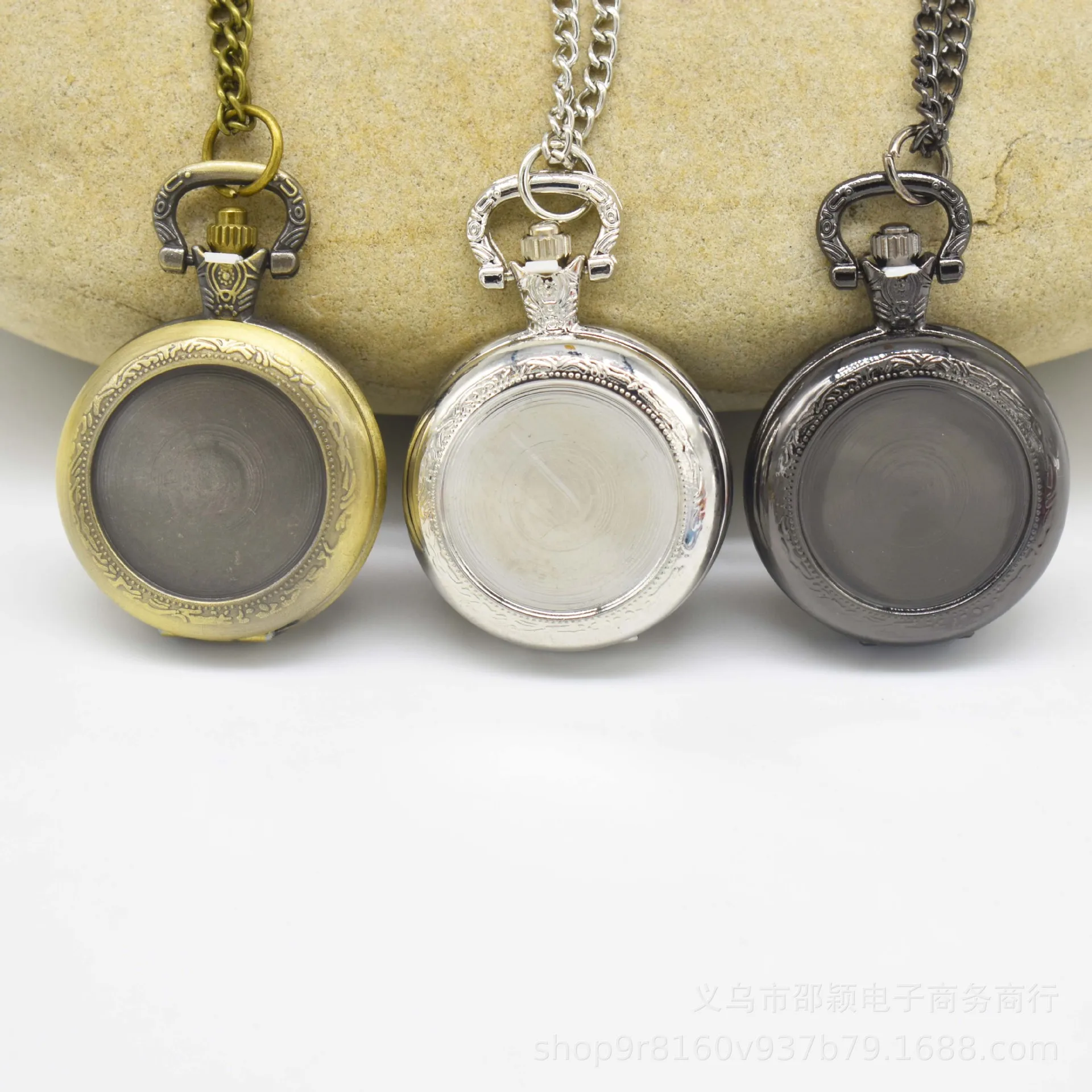 Vintage Cao Cấp Đồng Đen Bạc Màu Mặt Thạch Anh Đồng Hồ Bỏ Túi Cho Nam Nữ Nhỏ Fob Dây Chuyền Vòng Cổ Đồng Hồ Mặt Dây Chuyền Đồng Hồ