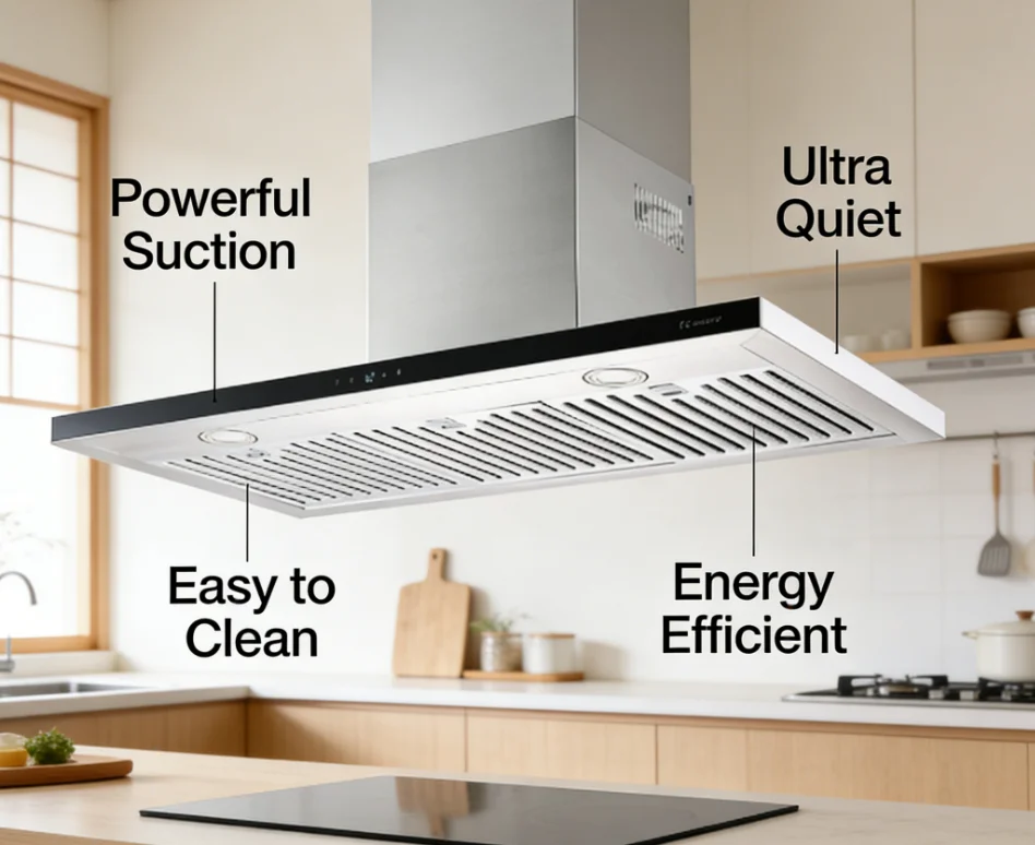

90cm/35 Inch Wall Mount Range Hood T Shape Stainless Steel Touch Control Kitchen Vent Hood