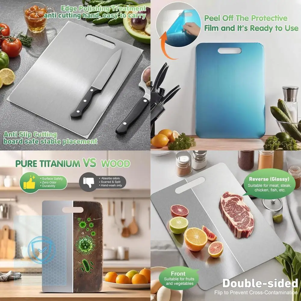 

Pure Titanium Cutting Board Set, 2026 Model - Non-Toxic, Double-Sided, Dishwasher Safe for Kitchen Use, Suitable for Meat, Fruit