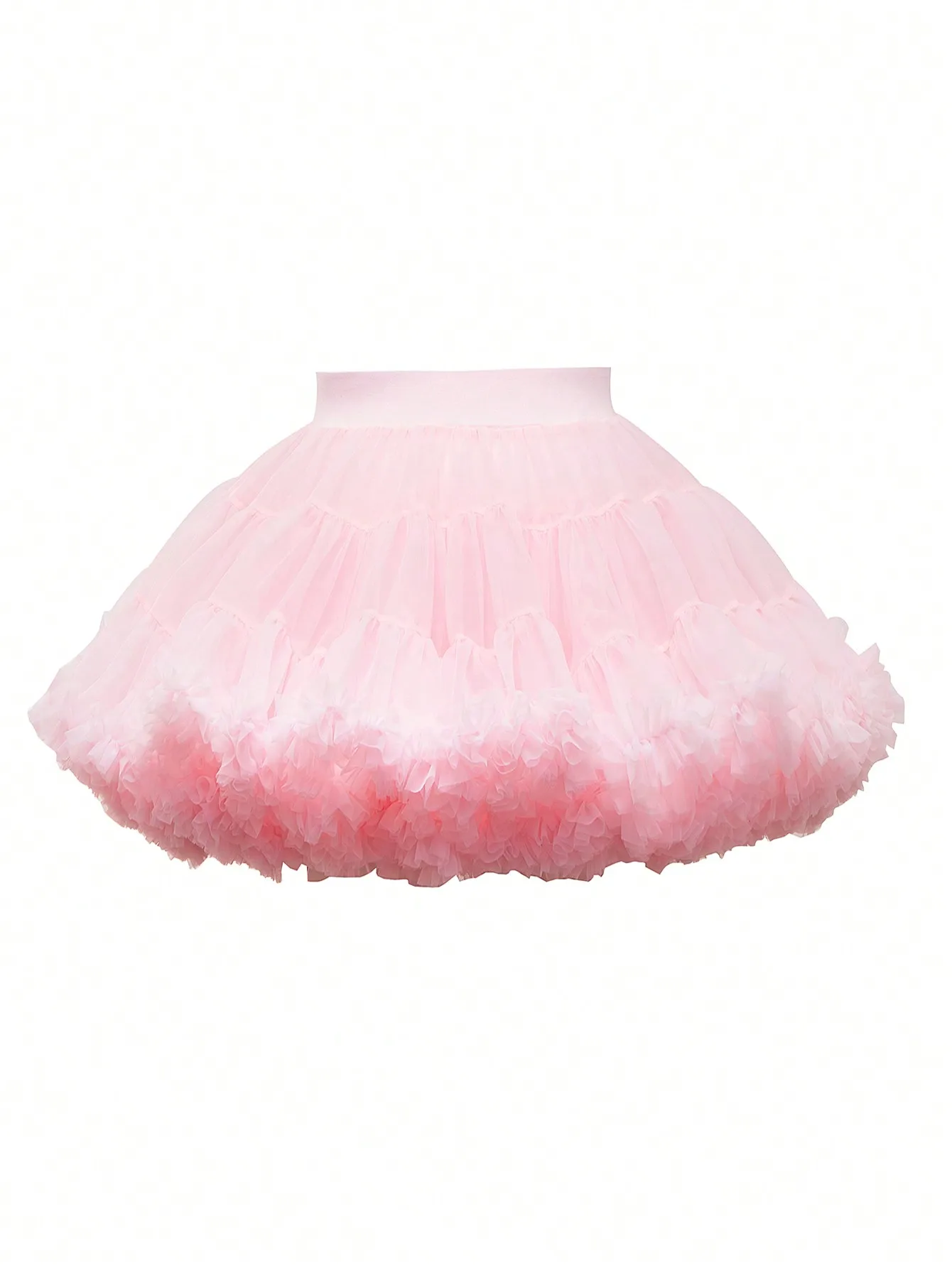 

Pink Layered Tulle Skirt for Girls, Sweet Ruffled Design, Casual Wear