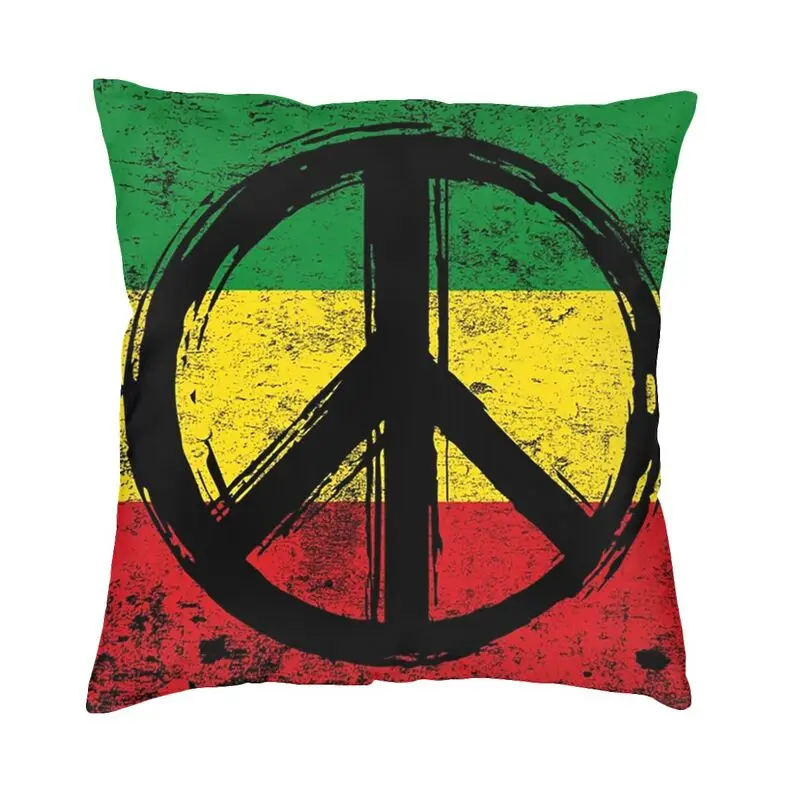 Fashion Rasta Flag With Peace Symbol Cushion Covers 40x40cm Velvet Reggae Pillow Case for Car Square Pillowcase Home Decorative