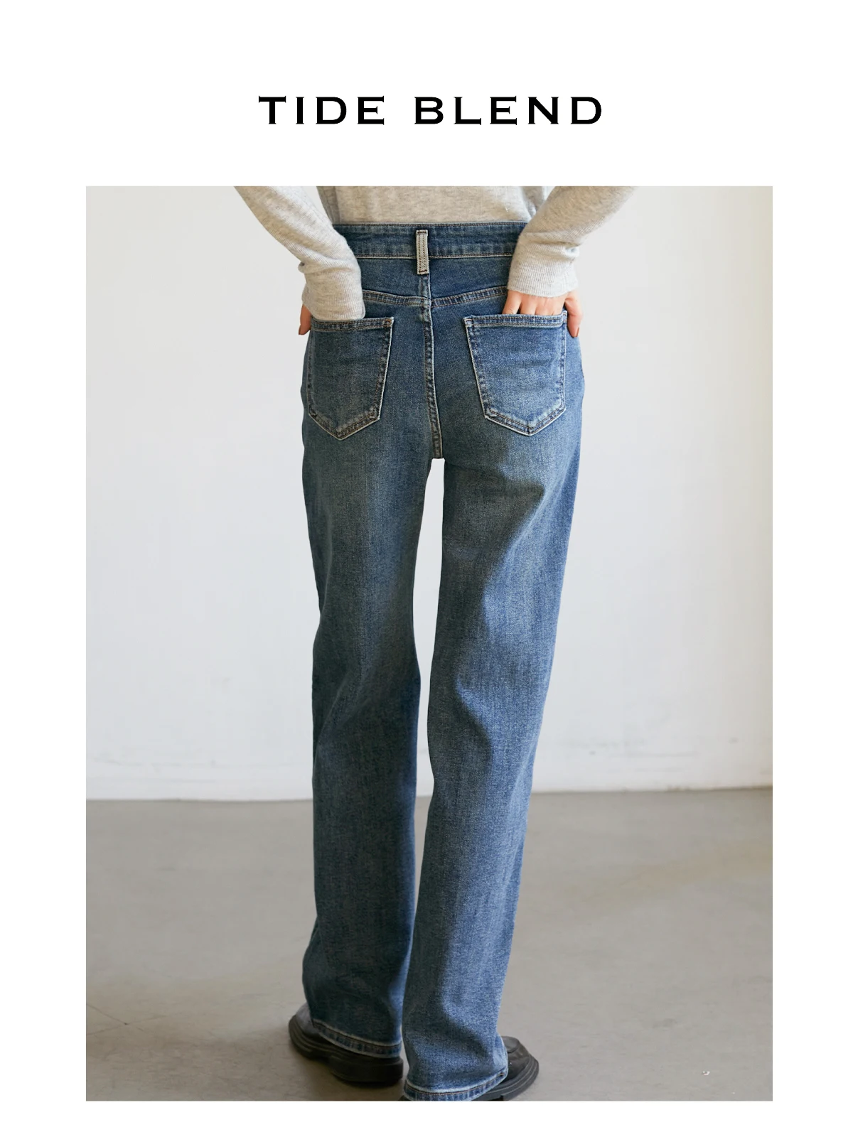 

Джинсы с высокой талией, широкими штанинами, свободного кроя, с эффектом стройности, прямого кроя, с подкладкой, для женщин, Ruchiaji