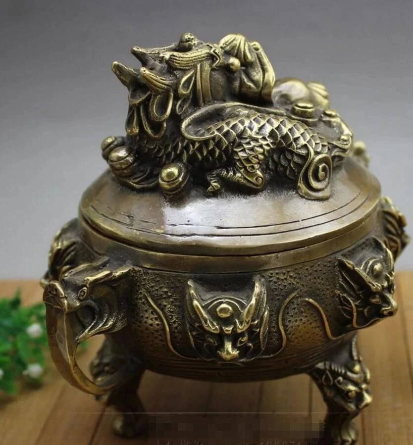 

Copper Statue Antiques miscellaneous collection wholesale bronze ware single dragon copper incense burner