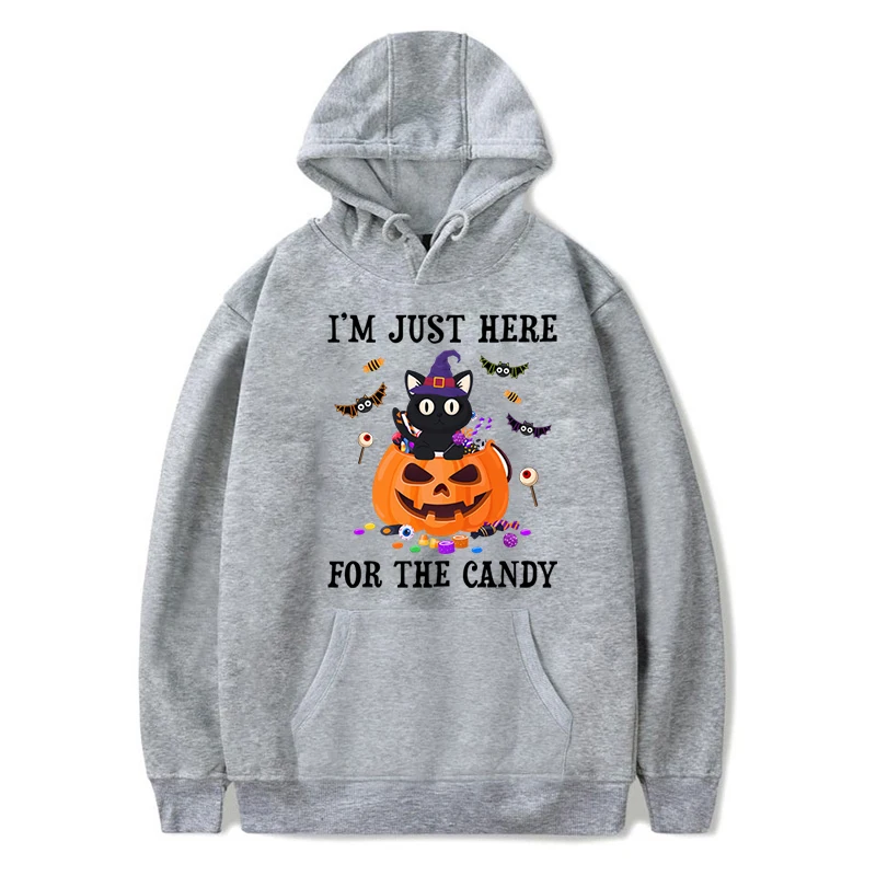 I'm Just Here For The Candy Print Hoodies Halloween Pullover Men Women Cosplay Clothes Autumn Casual Hoodie Fashion Sweatshirts