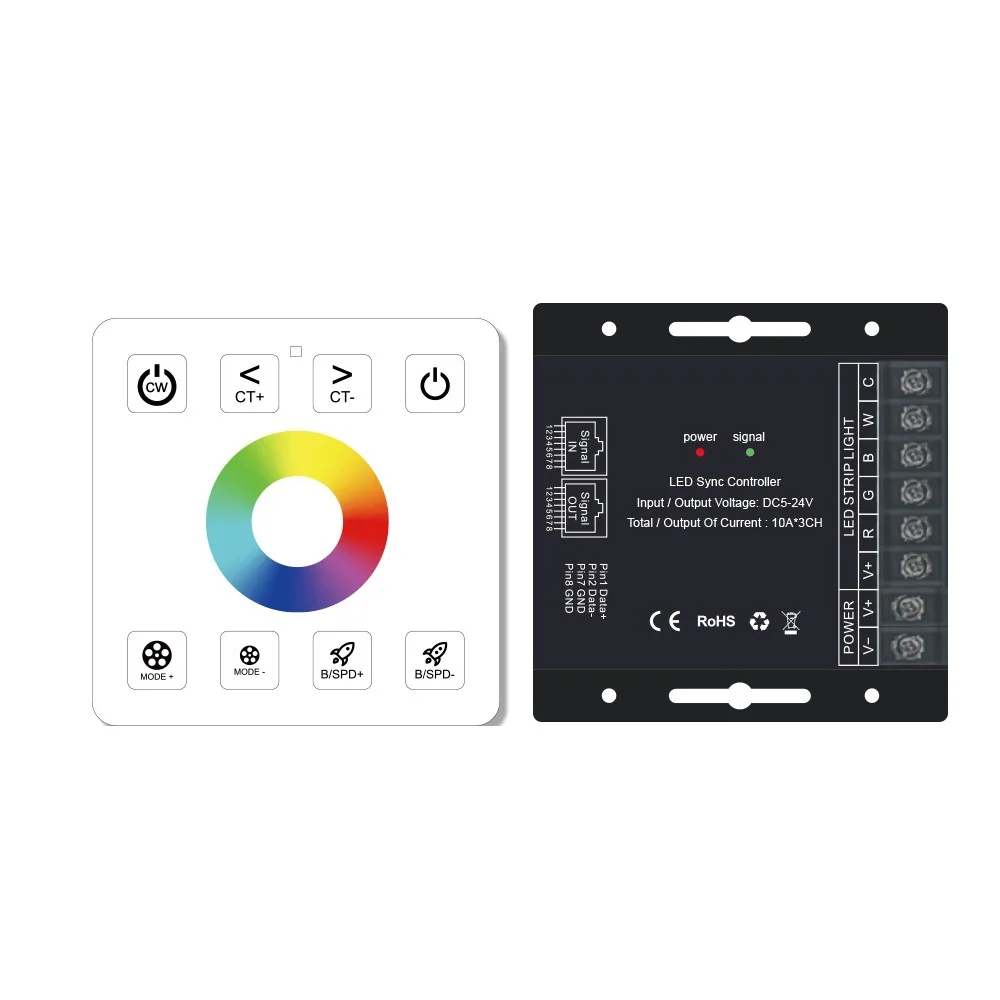 DC5V-24V 8KEY 86 ประเภท 2.4G RF Wireless Touch Dimmer 12V RGB Controller เครือข่ายแบบซิงโครนัสสําหรับ SMD5050 2835 LED Strip Light โคมไฟ