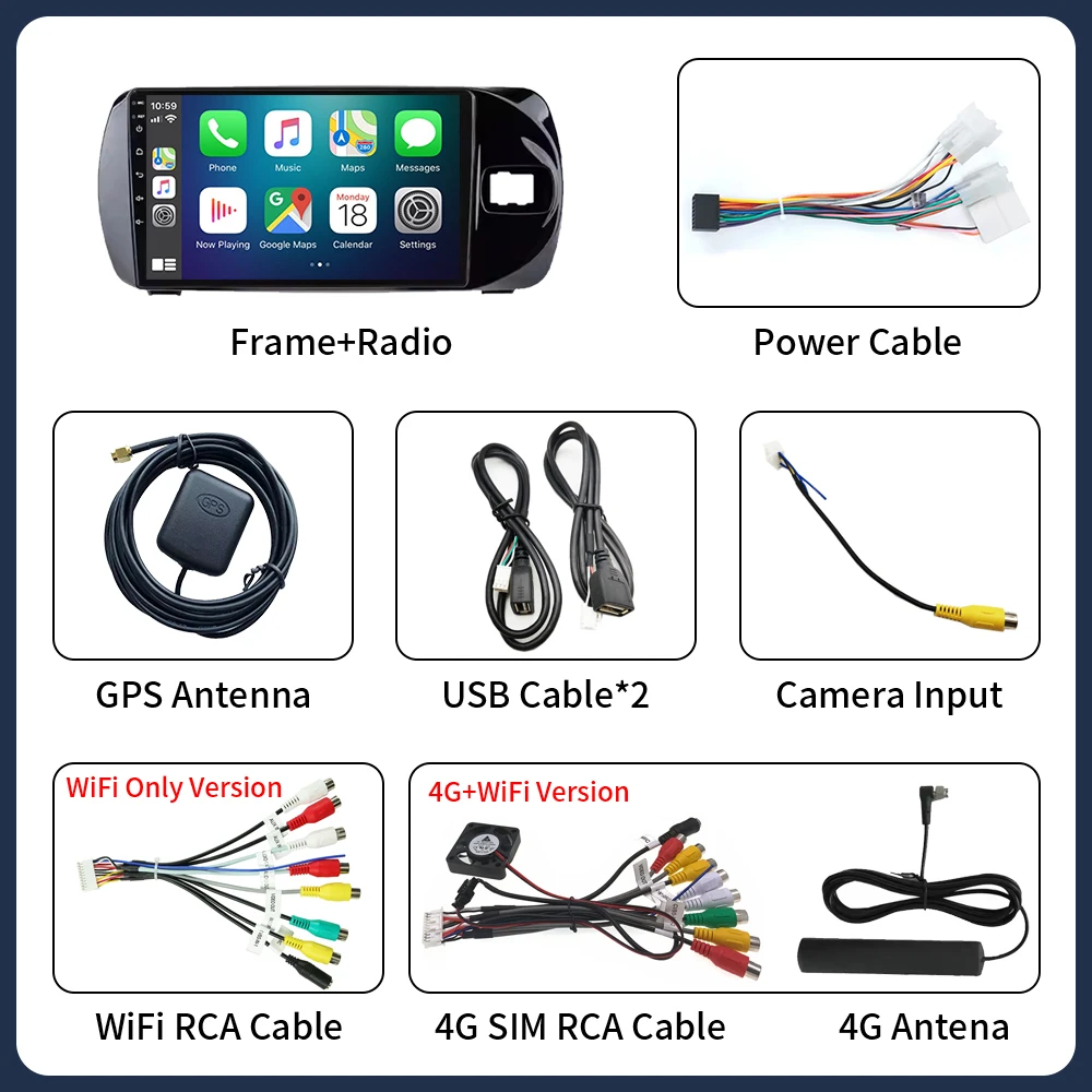 Car Radio Android 16 Carplay For Toyota Vitz 3 XP130 2014 2015
