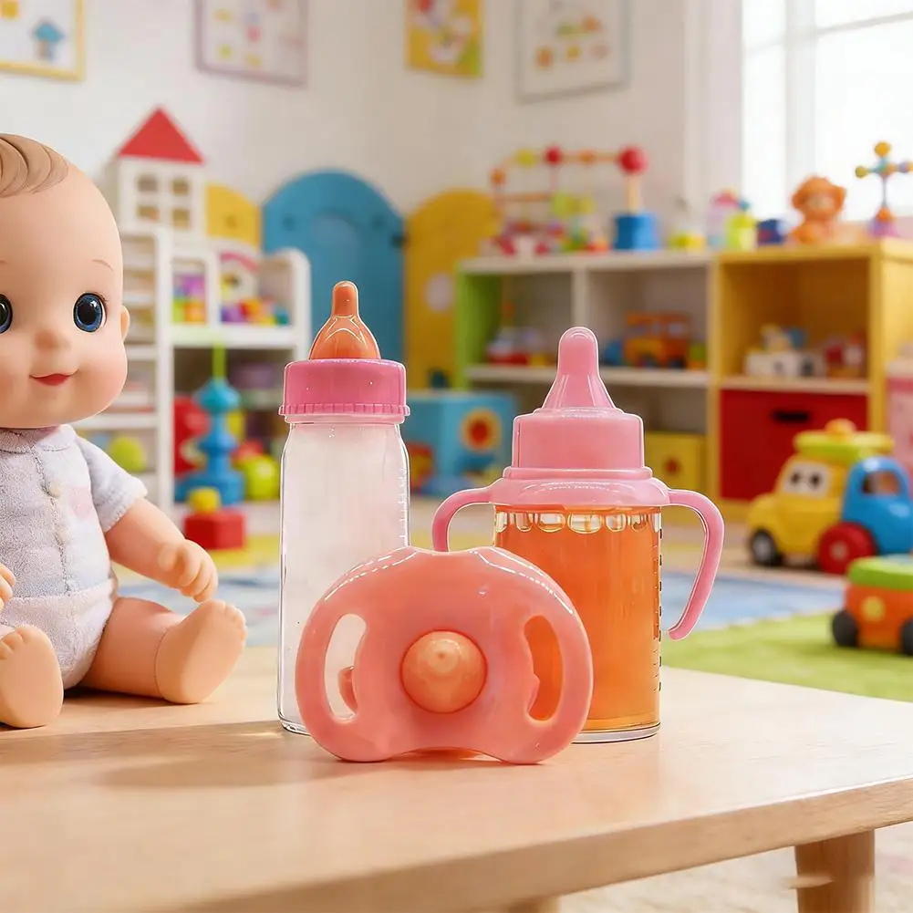 18-Zoll-Puppen-Fütterungszubehör, magische Saftflasche mit verschwindender Flüssigkeit, Schnuller inklusive, für Rollenspiele, Puppenpflege-Spielzeug