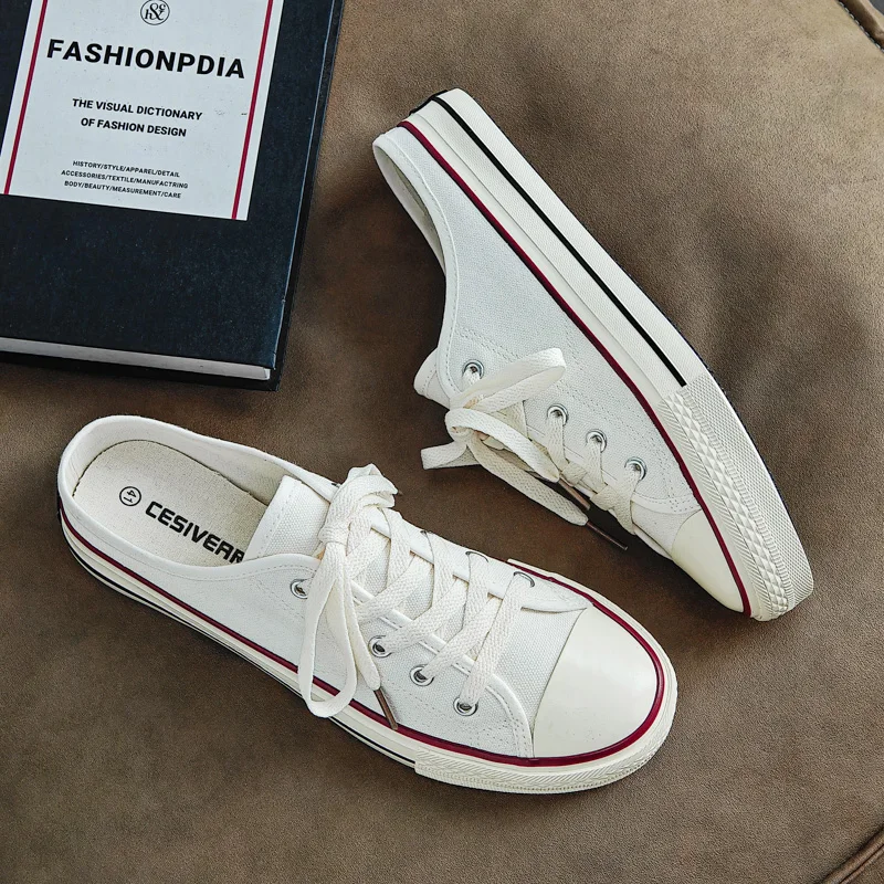 New Lovers Casual Shoes Fashion Canvas Mueller Slippers Summer Baotou Half Slippers Comfort Ventilate Walking Shoe Zapatos Mujer