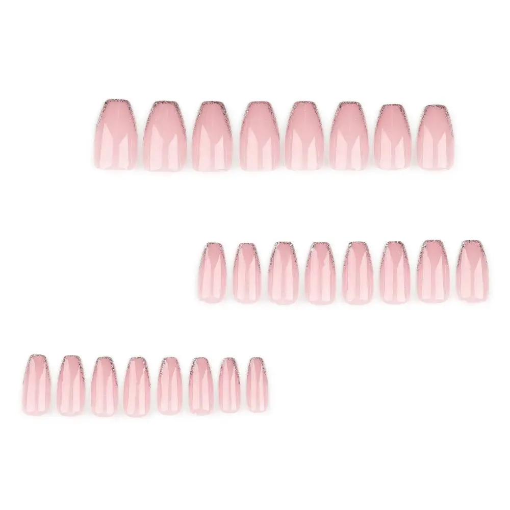 Fashion Long Ballerina False Nails French Pure Color Fake Nails Full Cover Detachable Press on Nails DIY