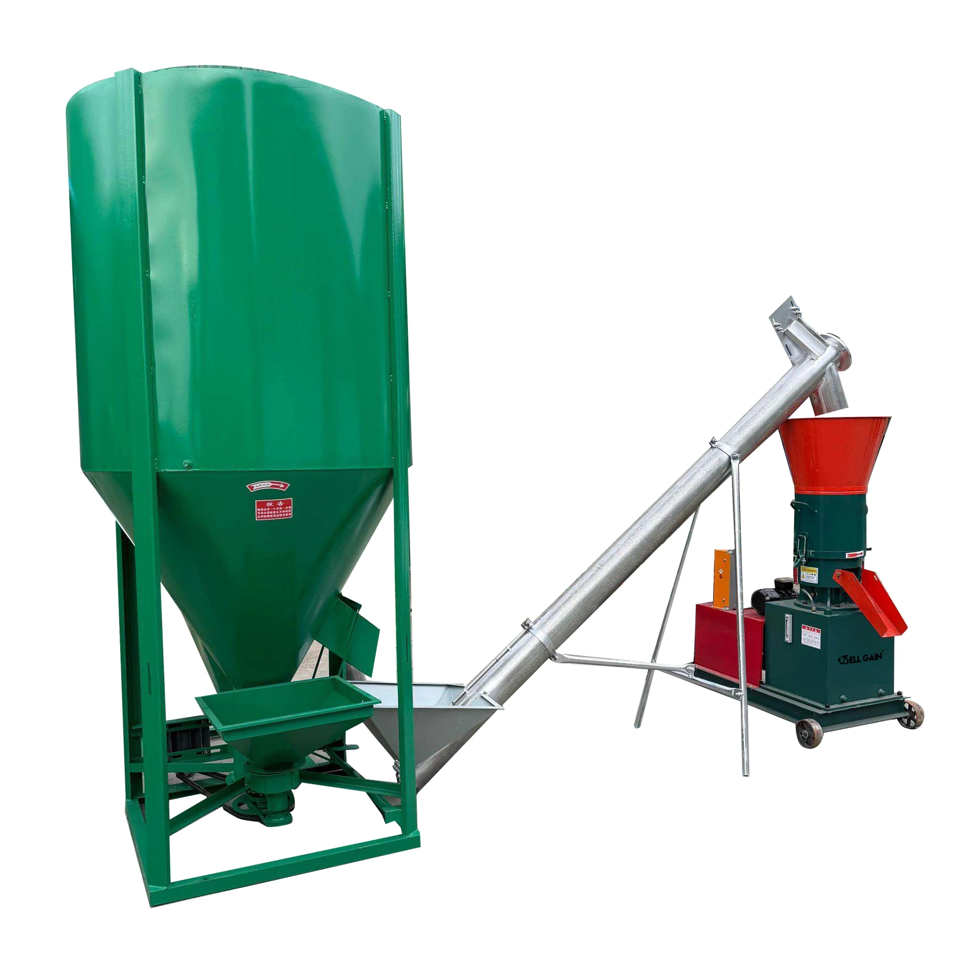 1-2t/h Complete Pellet Machine Animal Feed Production Line Turnkey Poultry Livestock Chicken Cattle Feed Mill Plant