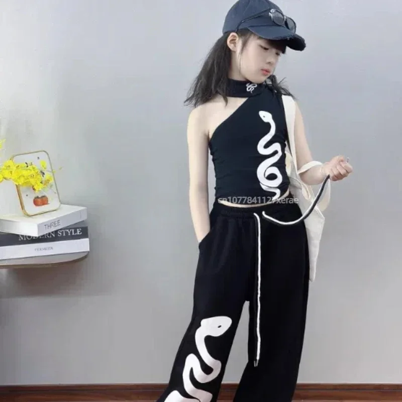 2026 Neues Mädchen-Sommer-Jazz-Tanzset im koreanischen Hip-Hop-Streetwear-Stil, Kinder-Performance-Kostüm, Sport-Bühnenoutfit – Detail 1