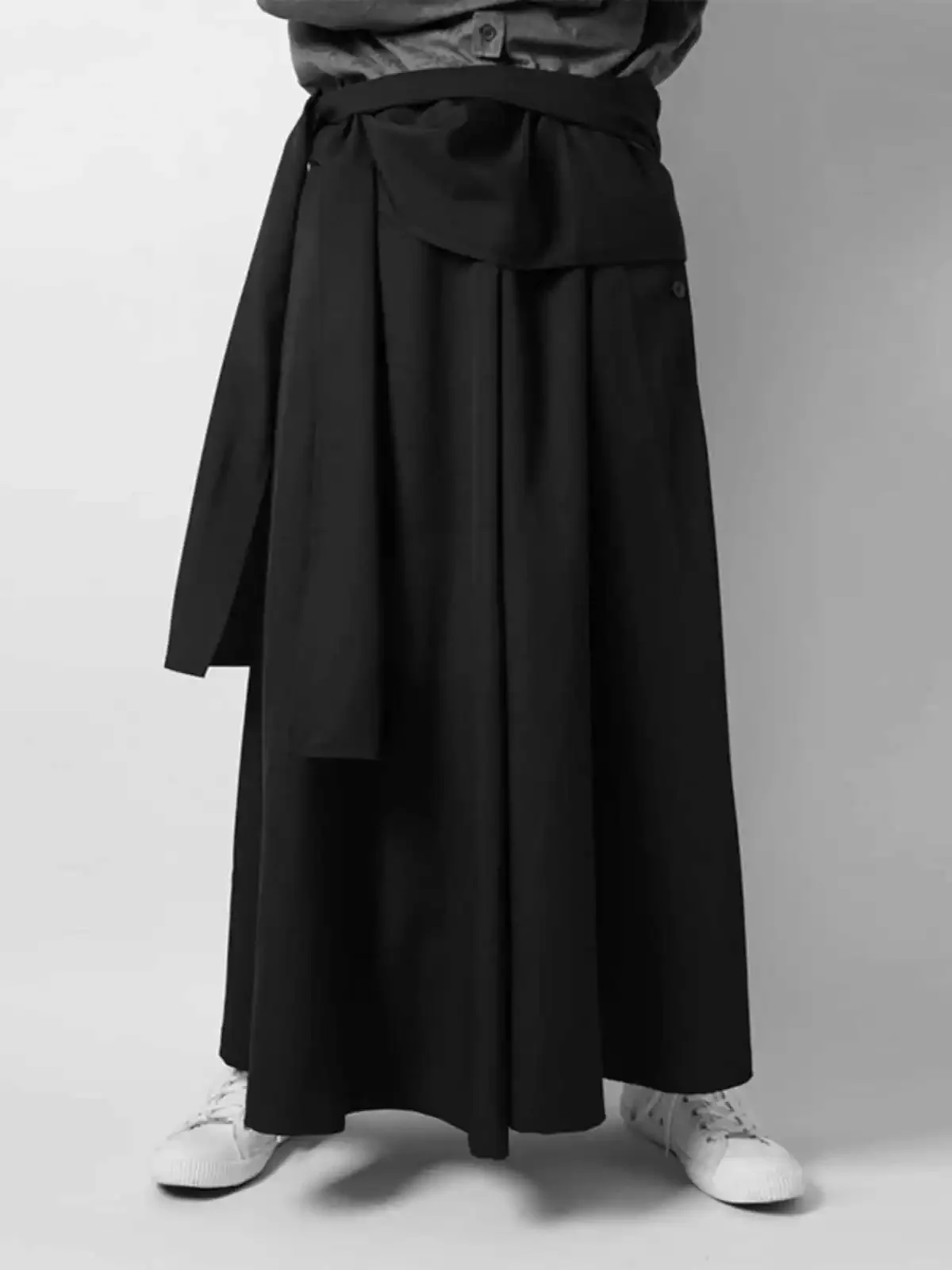 

YOJI OOAK японский оригинальный дизайн темные свободные темные юбки брюки мужские японские асимметричные брюки