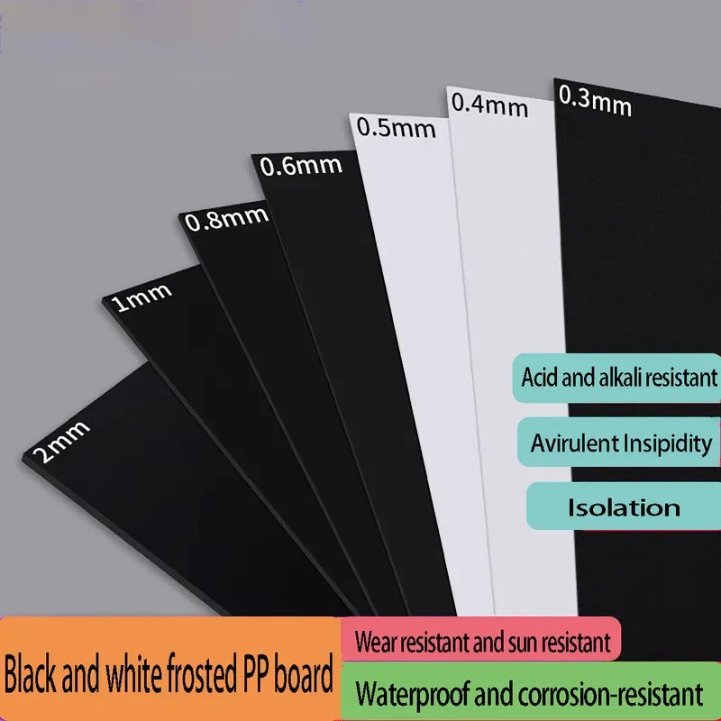 

Frosted Finish PP Board Black/White 0.3/0.4/0.5/0.6/0.8/1/1.5/2mm for Craft & Model