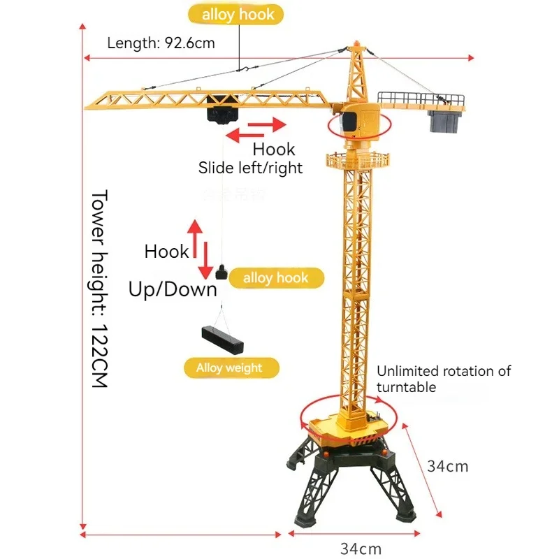 12 قناة سبيكة التحكم عن بعد برج رافعة رافعة لودر أطفال بالريموت كنترول محاكاة لعبة أطفال نموذج هدية Rc سيارات الترفيه