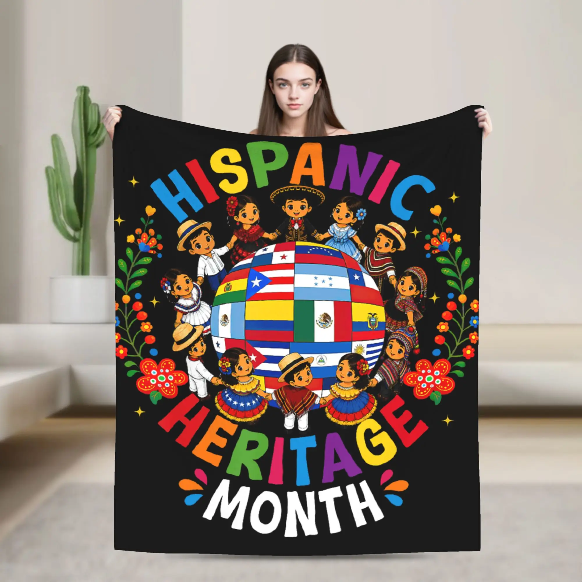 Hispanic Heritage Month All Countries Flags Blanket Quality Soft Comfy  Throw Blanket Winter Picnic Chair Sofa Bed Bedspread
