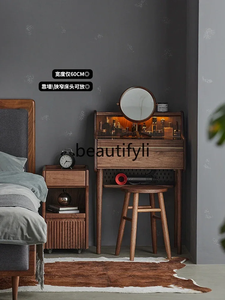 

ss Dresser Bedroom Modern Simple Black Walnut Mini Dresser Storage Solid Wood Dresser