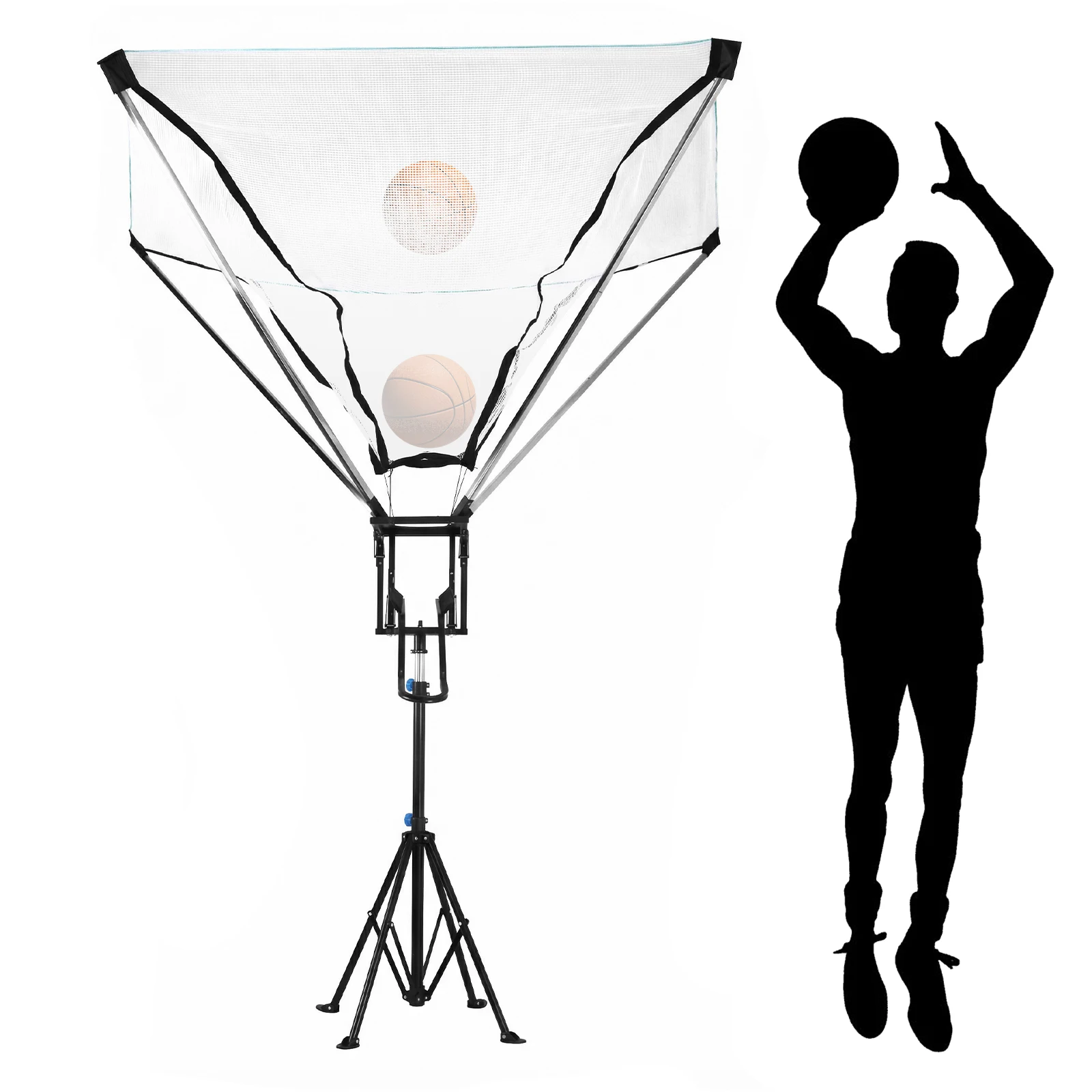 

Basketball Trainer with 180° Rotating Track Adjustable Height with Net Return System for Continuous Solo Practice