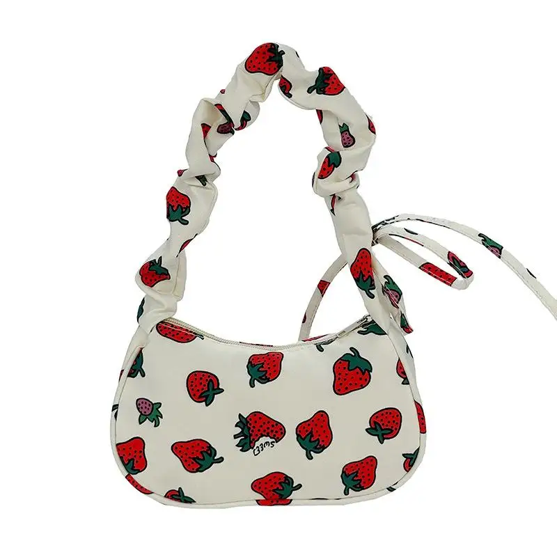Hete Aanbieding 1 Stuks Schattige Bloem Boog Print Canvas Schoudertas Nieuwe Koreaanse Meisjes Handtassen Buitenreis Dames Sleutels Telefoon Messenger Bag