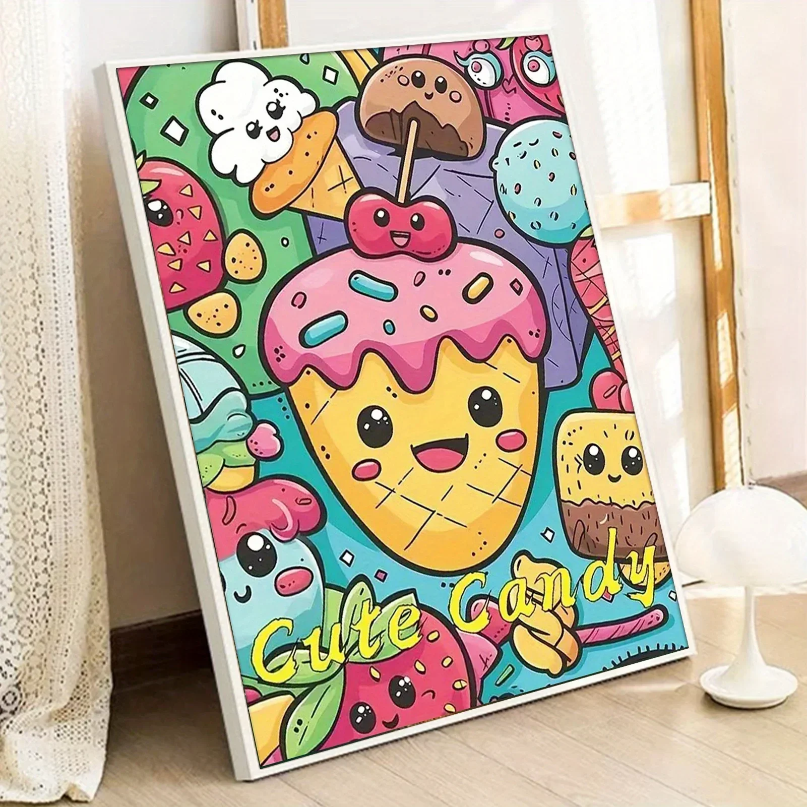 Paint By Numbers Kit for Adults ,children，Beginner To Advanced Number Oil Paintin Home Decor DIY Art Cartoon Food Theme