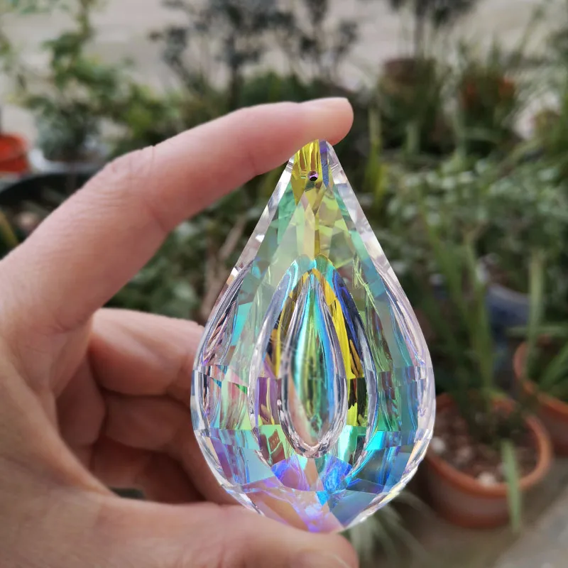 76mm Rainbow Crystal Prism Loquat Suncatcher Rainbow Maker Chandelier Parts Hanging Pendant Home Wedding Decor sun catchers