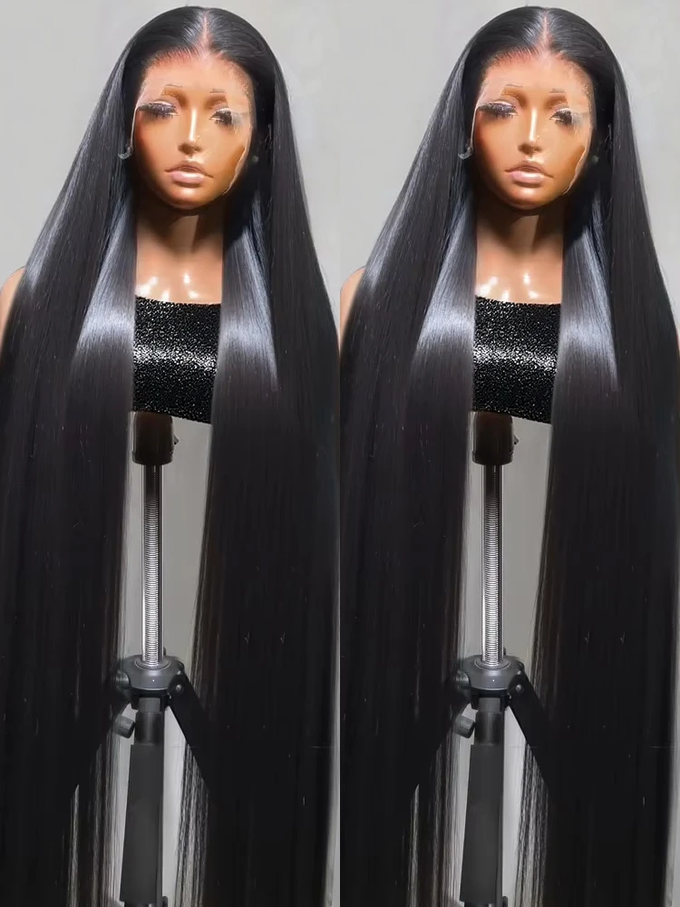 HD 13x6 مستقيم الدانتيل الجبهة خصلات الشعر المستعار الإنسان 300% الكثافة 40 46 بوصة 13x4 360 كامل الدانتيل الباروكات الأمامية 7x5 غلويليس الباروكات شعر الإنسان