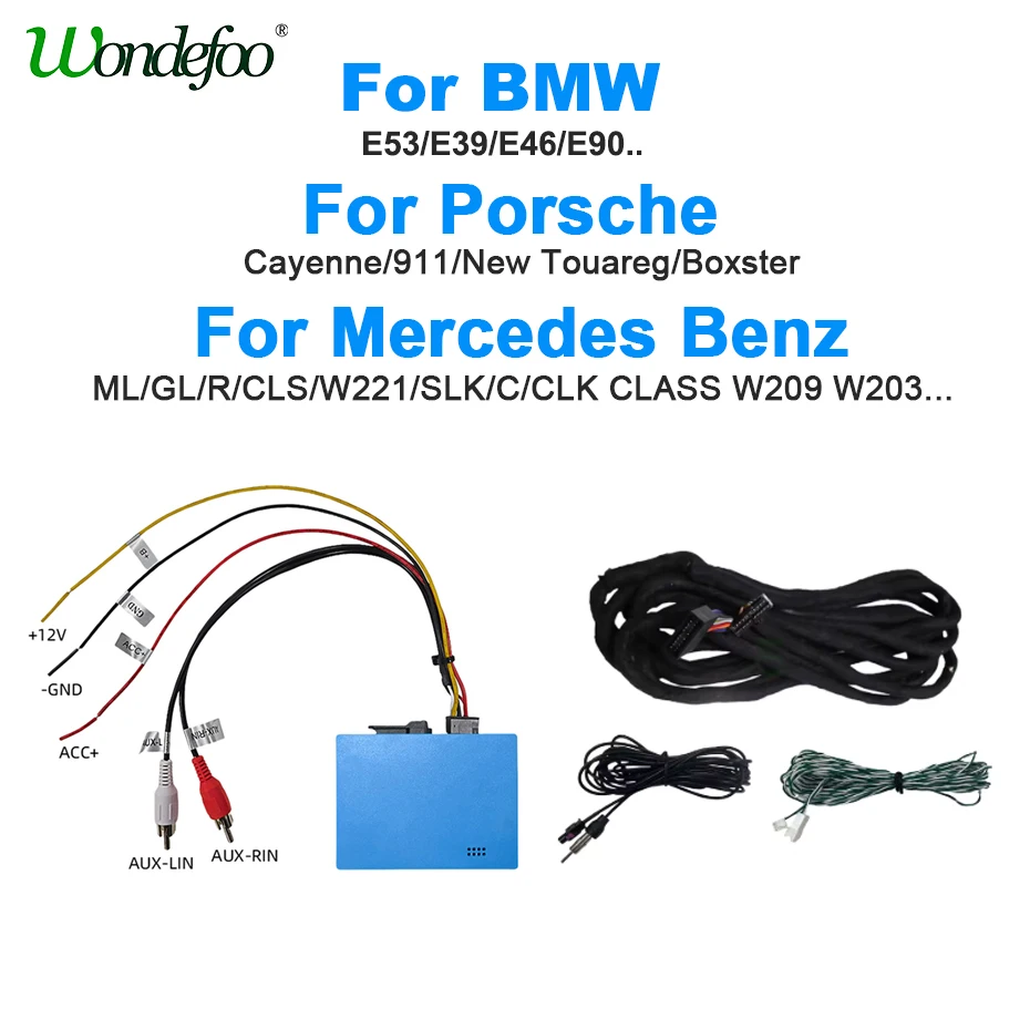 Decoder in fibra ottica per autoradio, compatibile con la maggior parte dei modelli Mercedes Benz ML/SL/SLK/R R350/CLS/C W203 CLK W209/E Class W211 W219 Porsche Cayenne e BMW E53 X5 E39 E46, cavo di