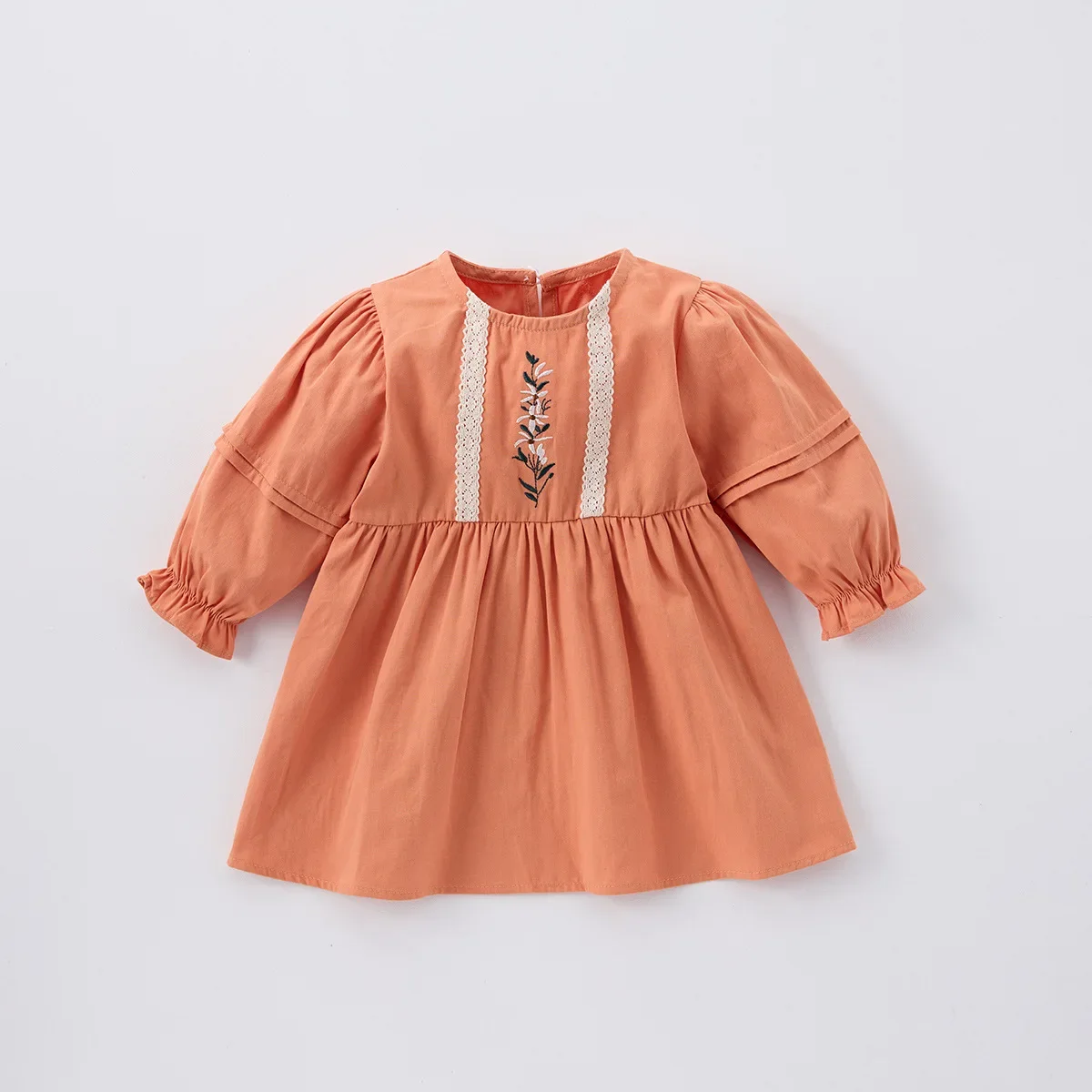 HoneyCherry New Spring Long Sleeve Embroidered Dresses These Solid Colored Soft and Loose Princessdresses Are Perfect for Girls