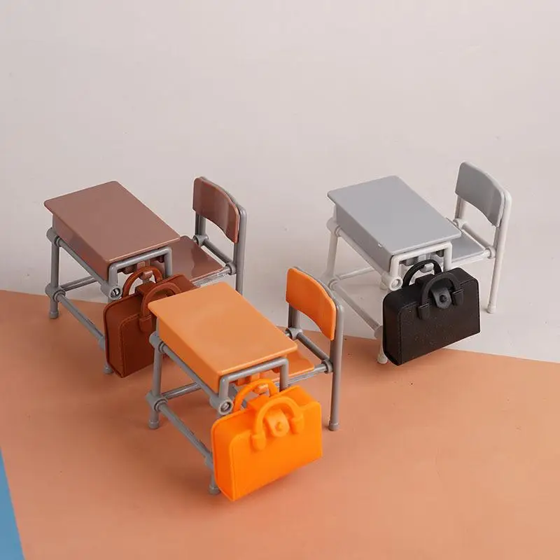 

3/6PCS 1/12 Dollhouse Miniature Classroom Backpack Ornaments Leisure Vintage Mini Desk Simulation Schoolbags Furniture Model
