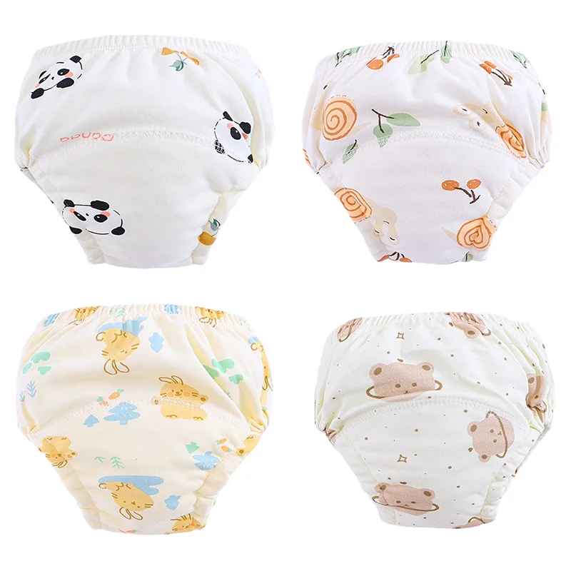 Organic Cotton Absorbent Baby Reusable Waterproof Toddler Potty Training Pants Children Incontinence Underwear For Boy Girls